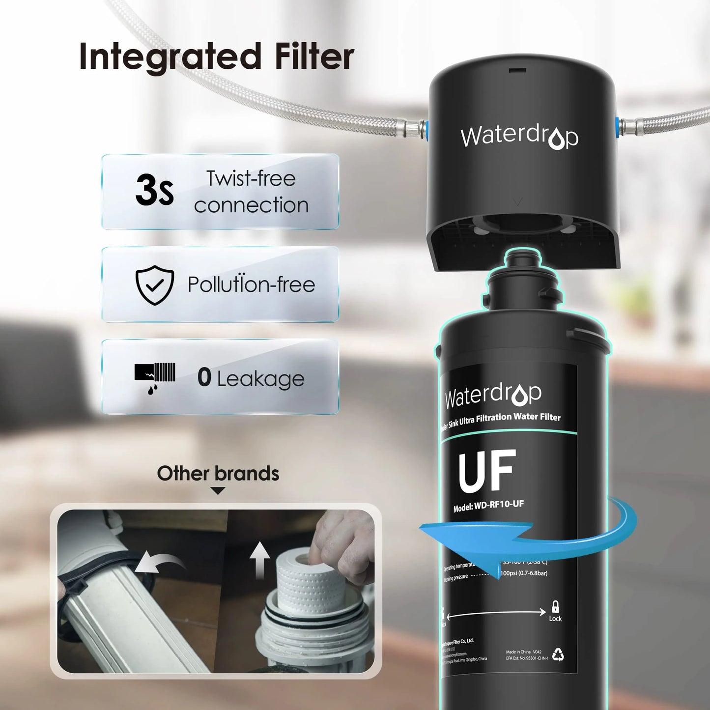 UF Replacement Filter Direct Connect Under Sink Ultra Water Purifier System
